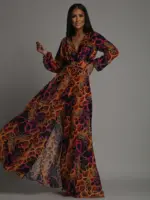 Sukienka maxi NB Mango II pomarańczowo-fioletowa