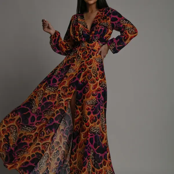 Sukienka maxi NB Mango II pomarańczowo-fioletowa