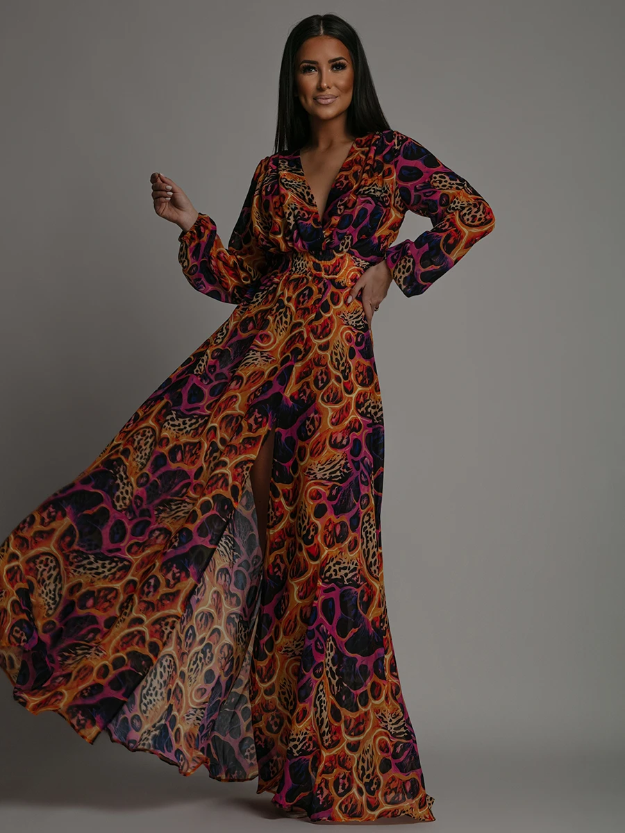 Sukienka maxi NB Mango II pomarańczowo-fioletowa (2) Sukienka maxi NB Mango II pomarańczowo-fioletowa