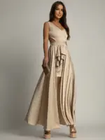 Sukienka maxi NB Merbella beżowa w panterkę