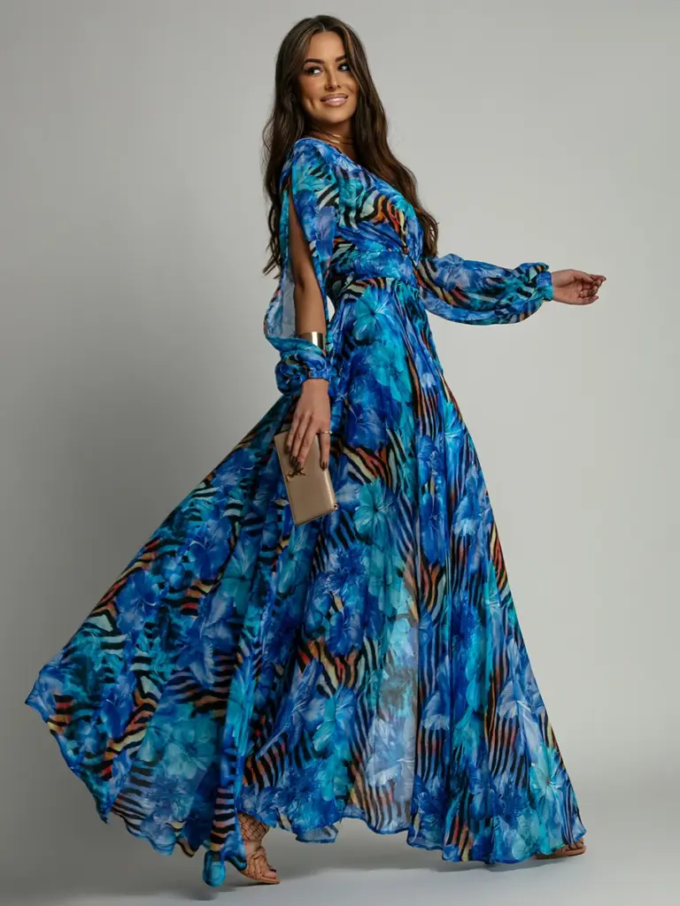 Sukienka maxi NB Oia niebieska