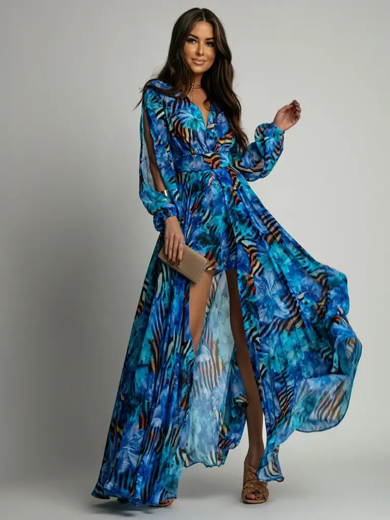 Sukienka maxi NB Oia niebieska