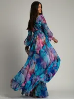 Sukienka maxi NB Salip niebieska w kwiaty