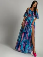 Sukienka maxi NB w kwiaty Secret Garden niebieska