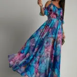 Sukienka maxi NB w kwiaty Secret Garden niebieska