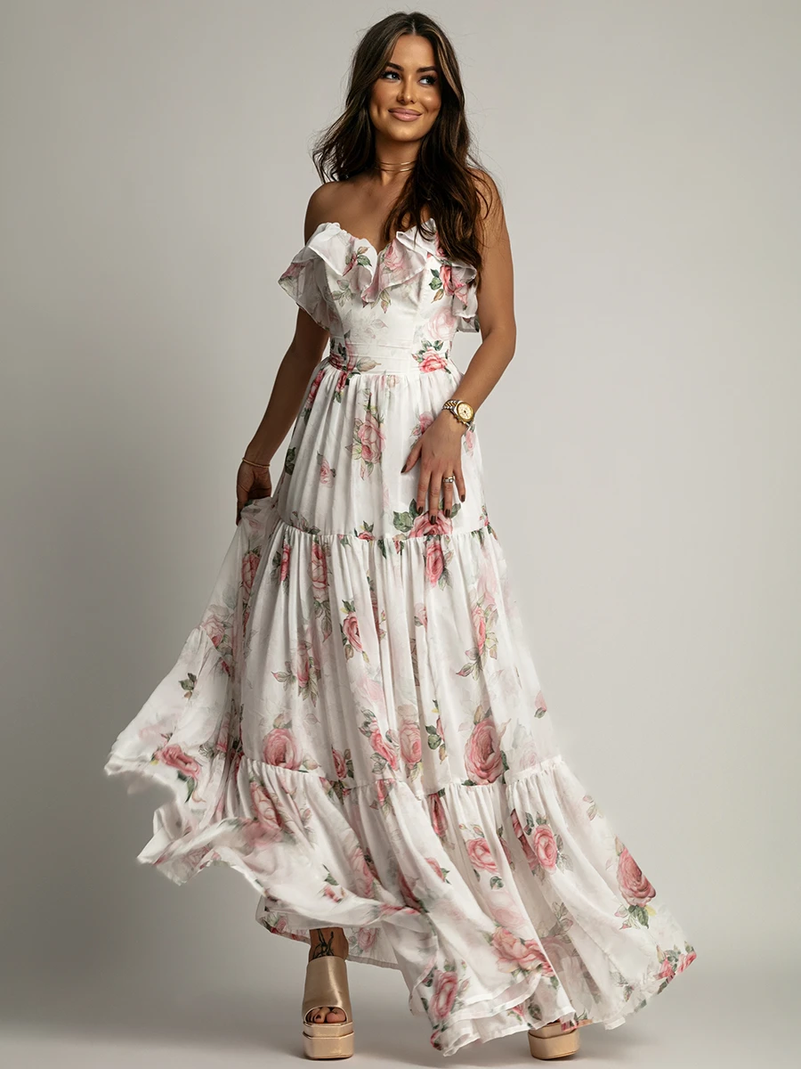 Sukienka maxi w róze NB Viva Garden biała (3) Sukienka maxi w róze NB Viva Garden biała