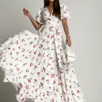 Sukienka maxi w wisienki Cherry biała