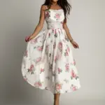 Sukienka midi w róże NB Viva Garden biała