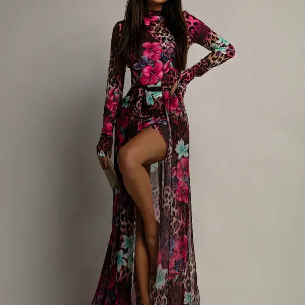 Sukienka mini + spódnica NB Anolle panterka + kwiaty