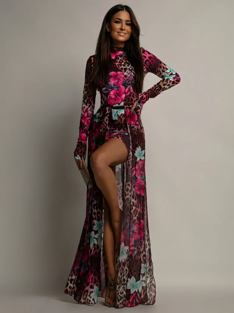 Sukienka mini + spódnica NB Anolle panterka + kwiaty