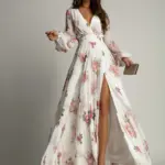 Sukienka maxi w róze NB Viva Garden biała