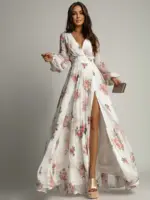 Sukienka maxi w róze NB Viva Garden biała