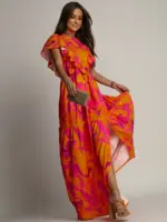 Sukienka wakacyjna NB Cappy pomarańczowo-różowa