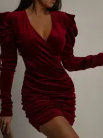 Sukienka welurowa NB Jess bordowa