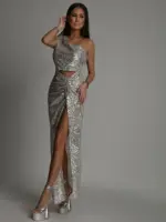 Sukienka wieczorowa NB Nikta srebrna
