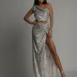 Sukienka wieczorowa NB Nikta srebrna