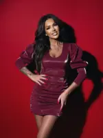 Sukienka winylowa NB Reves bordowa