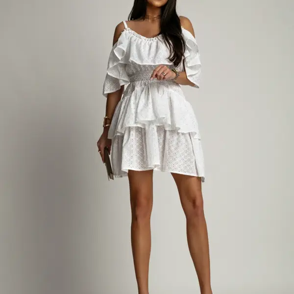 Sukienka z falbankami NB Voler II biała