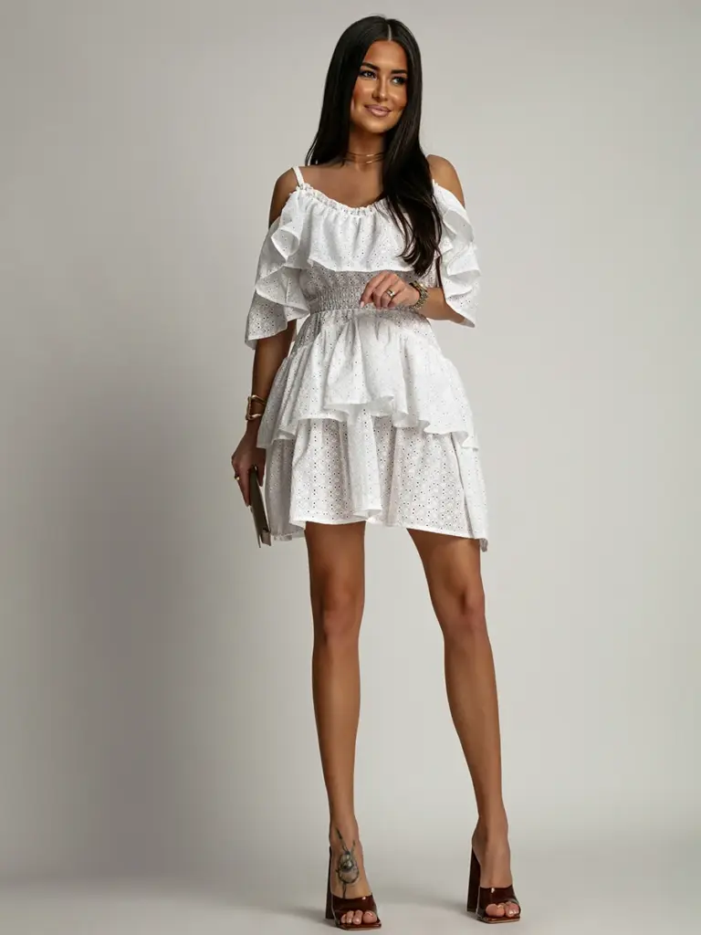 Sukienka z falbankami NB Voler II biała