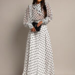 Spodnie szerokie w kropki NB Bilbi białe