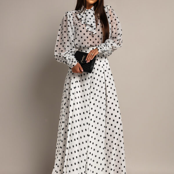 Spodnie szerokie w kropki NB Bilbi białe