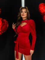 Sukienka welurowa NB Gast czerwona - obrazek 2