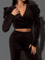 Komplet welurowy NB Jess brązowy - obrazek 3