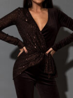 Kombinezon wieczorowy NB Iluzja brązowy - obrazek 3