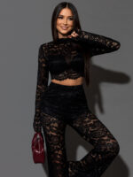 Komplet koronkowy NB Artes czarny - obrazek 2