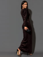 Sukienka elastyczna NB Perfa welurowa brązowa - obrazek 2