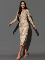 Sukienka wąska NB Apocale beżowa - obrazek 2